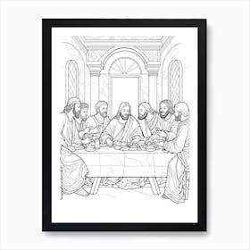 Line Art Inspired By The Last Supper 8 Art Print