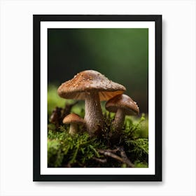 Mushrooms On Moss Art Print
