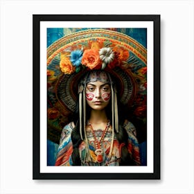 Mexican Woman In Hat Mexican life Art Print