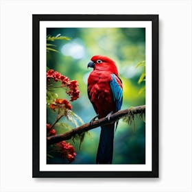 Ruby Rainforest: Crimson Rosella Wall Print Art Print