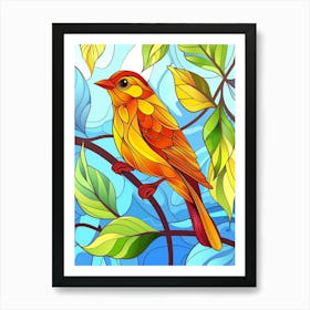 Stained Glass Bird Art Print