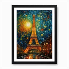 Eiffel Tower Paris France Vincent Van Gogh Style 17 Art Print
