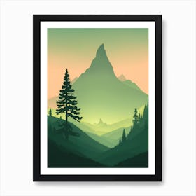 Misty Mountains Vertical Composition In Green Tone 26 Art Print