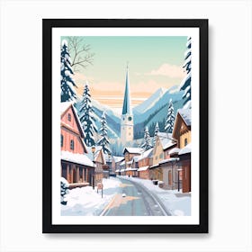 Vintage Winter Travel Illustration Leavenworth Washington 4 Art Print