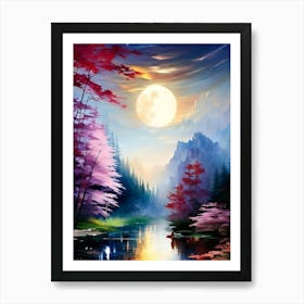 Full Moon In The Forest 1 Art Print