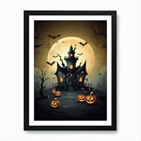 Halloween House With Pumpkins 7 Art Print