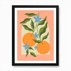 Oranges And Flowers Art Print