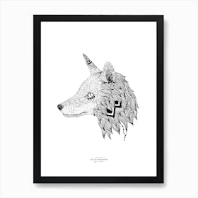 Geometric Fox Fineline Illustration  Art Print