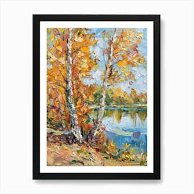 Birch Trees By The River 1 Art Print