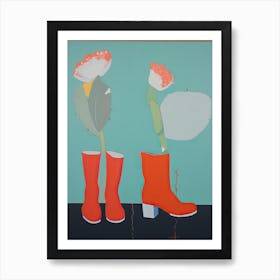 Painting Of Cowboy Boots With Flowers, Pop Art Style 6 Art Print