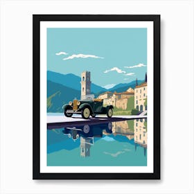 A Ford Model T In The Lake Como Italy Illustration 1 Art Print