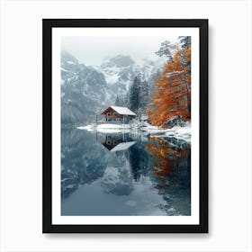 Cabin In The Snow Art Print