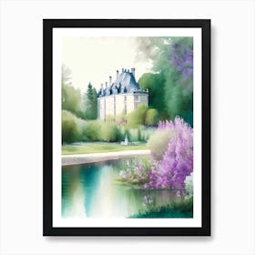 Château De Chenonceau Gardens, 1, France Pastel Watercolour Art Print