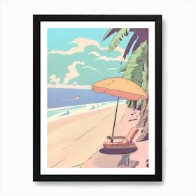 Beach Chair And Umbrella Art Print