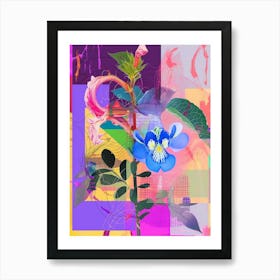 Bluebonnet 7 Neon Flower Collage Art Print