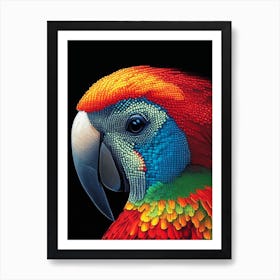 Parrot Pointillism Bird Art Print