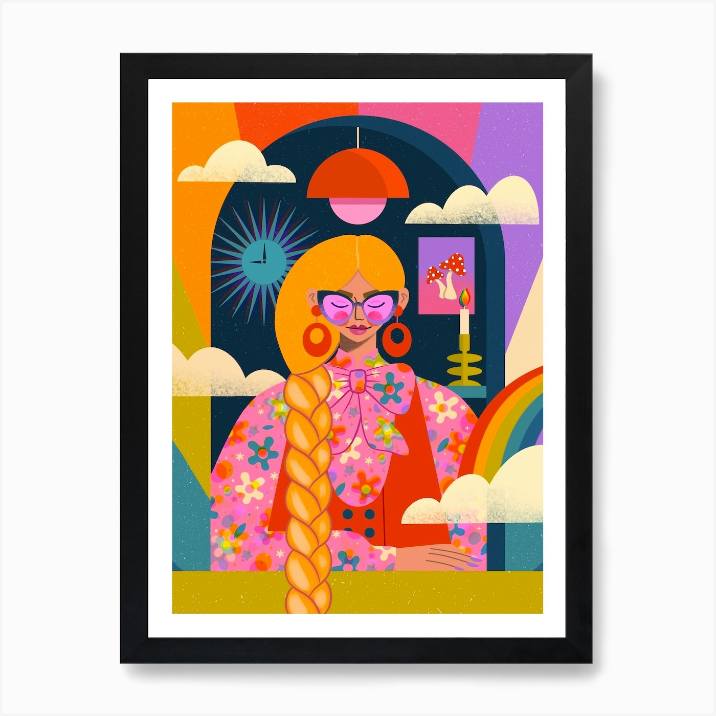 Retro Rapunzel Art Print Framed Wall Art Poster Canvas Print Picture - Picture 2 of 4