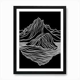 Beinn Dorain Mountain Line Drawing 5 Art Print