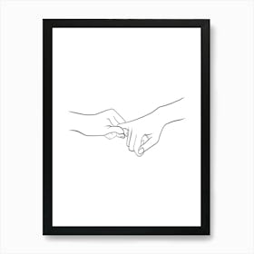 Two Hands Touching Each Other Vector Illustration Art Print