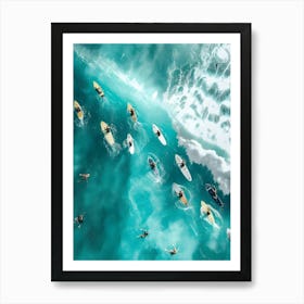 Surfers In The Ocean 1 Poster