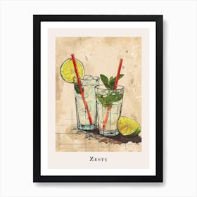 Zesty Cocktail Illustration 2 Art Print