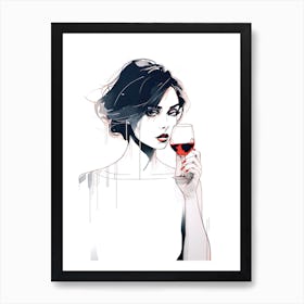 Girl With A Glass Of Wine Art Print