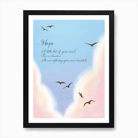 "Hope" In Black Lettering Art Print