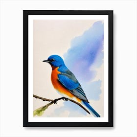 Bluebird Watercolour Bird Art Print