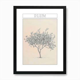 Plum Tree Minimalistic Drawing 2 Poster Art Print