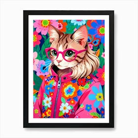 Cat In Glasses 1 Art Print