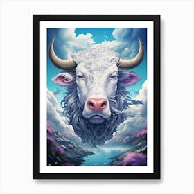 Cow With Horns Art Print