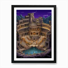 Aspendos Theater Pixel Art 4 Art Print