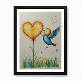 Bird In A Heart Art Print