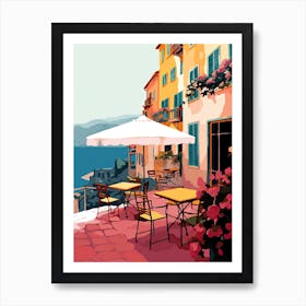 Taormina, Italy, Flat Pastels Tones Illustration 2 Art Print