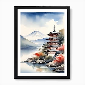 Japanese Landscape Watercolor Painting (93) Art Print