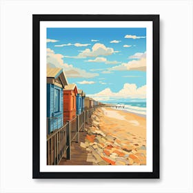 Southwold Beach Suffolk Mediterranean Style Illustration 3 Art Print