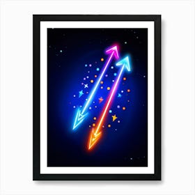 Arrows In Fluid Motion Indicating Progress And Advancement Bright Neon Colors Suggestive Of Digita (7) Art Print