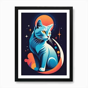 Cat On The Moon Art Print