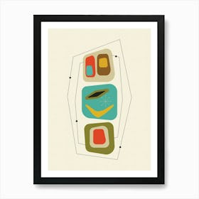 Mid Century Modern Abstract Shapes Pattern 4 Art Print