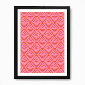 Pink And Orange Retro Waves Art Print