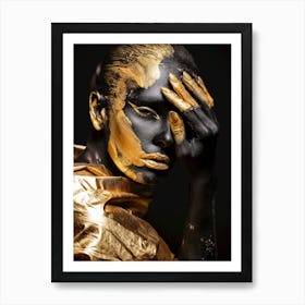 Gold And Black Portrait Of A Woman Art Print