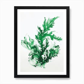 Green Ink Painting Of A Staghorn Fern 3 Art Print