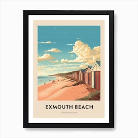 Devon Vintage Travel Poster Exmouth Beach Art Print