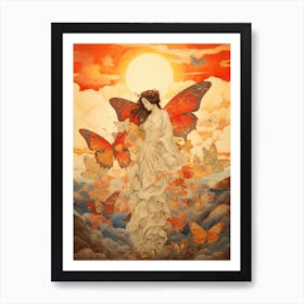 Butterfly Cloud Woman Art Print