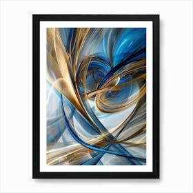 Abstract Blue And Gold 4 Art Print
