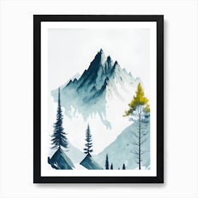 Mountain And Forest In Minimalist Watercolor Vertical Composition 299 Art Print