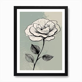 Line Art Roses Flowers Illustration Neutral 8 Art Print