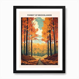 Forest Of Broceliande Midcentury Travel Poster Art Print