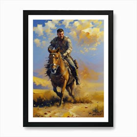 Man Riding A Horse Art Print