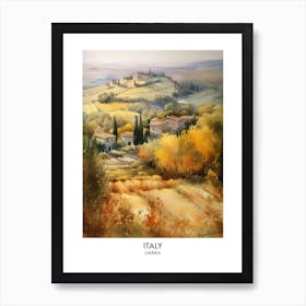 Umbria, Italy 4 Watercolor Travel Poster Art Print